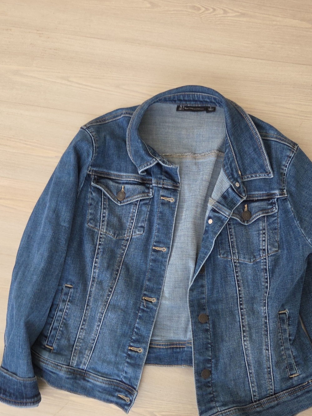 New York & Company Blue Denim Shirt Jacket